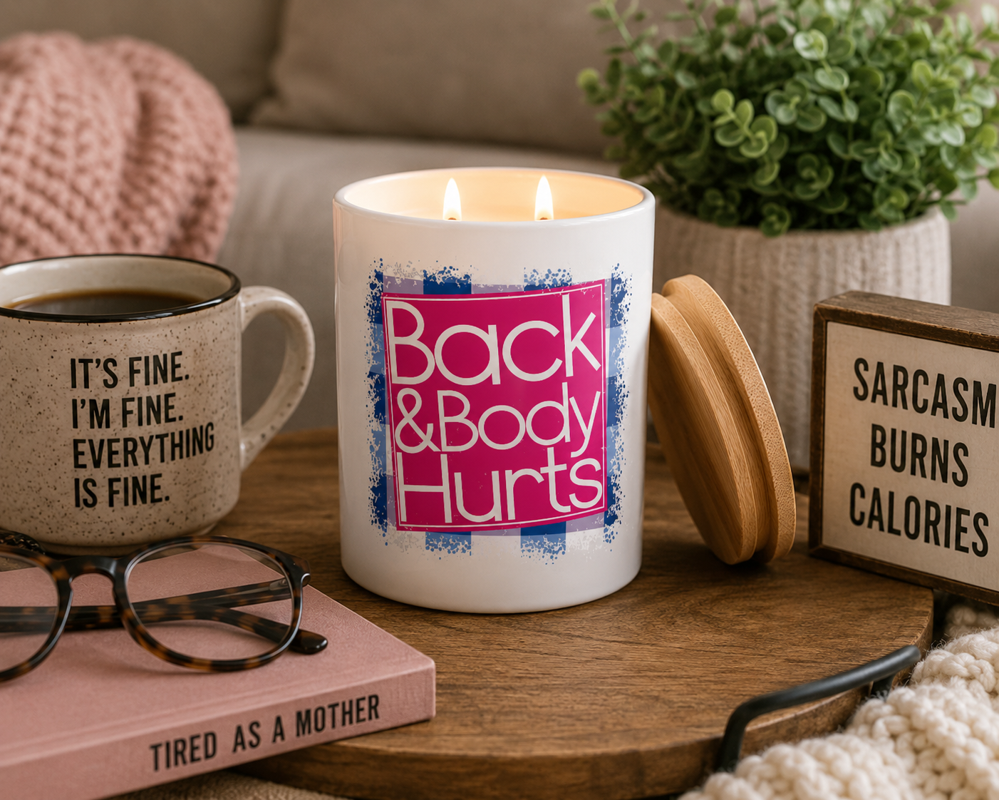 Funny Back & Body Hurts Candle Gift | 12 oz Jar