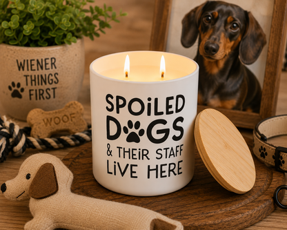 Spoiled Dogs & Their Staff Live Here Candle | 12 oz Jar