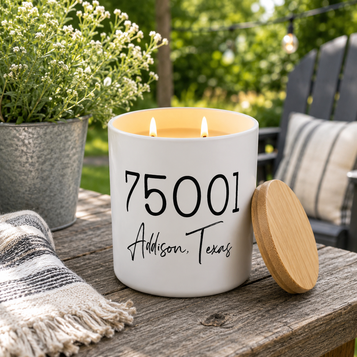 Custom Zip Code City State Candle | 12 oz Jar