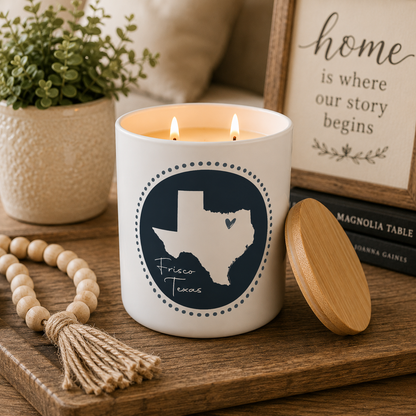 Custom Hometown Candle Blue Art| 12 oz Jar