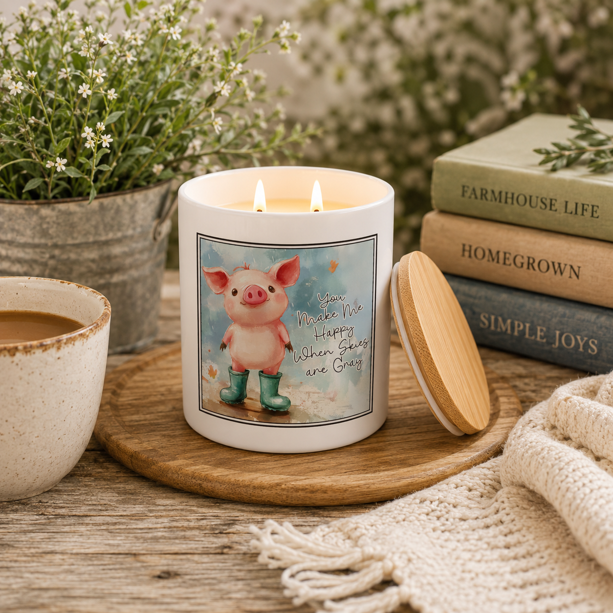 Cute Pig Quote Candle | 12 oz Jar