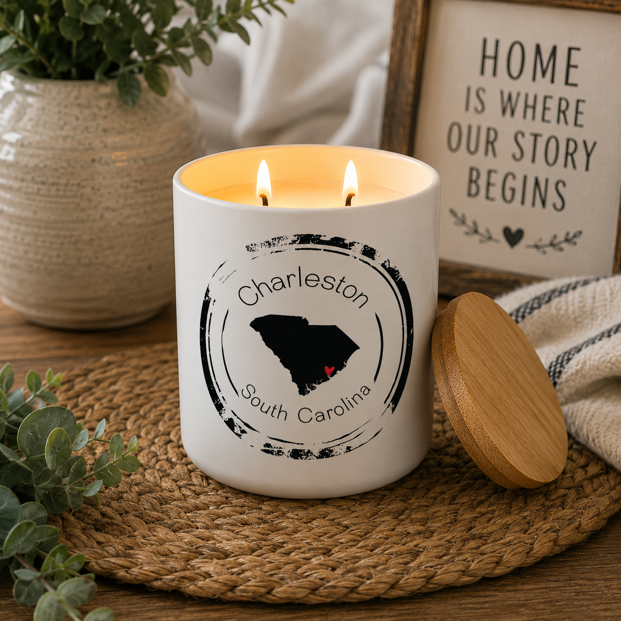Custom Hometown City and State Candle Black| 12 oz Jar
