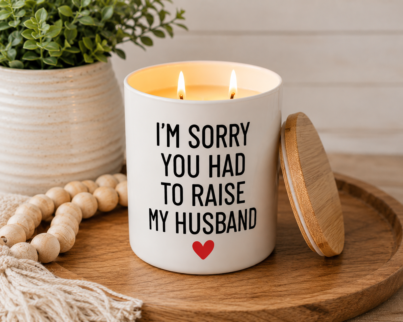 Raise My Husband Funny Candle | 12 oz Jar