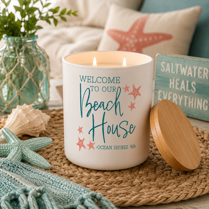 Custom Beach House Coastal Candle Gift | 12 oz Jar