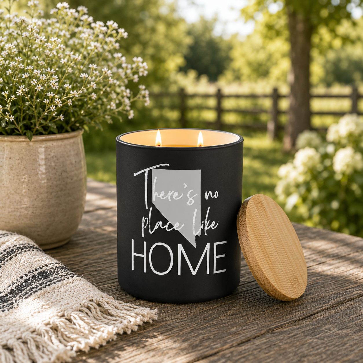 Custom No Place Like Home State Candle Black | 12 oz Jar