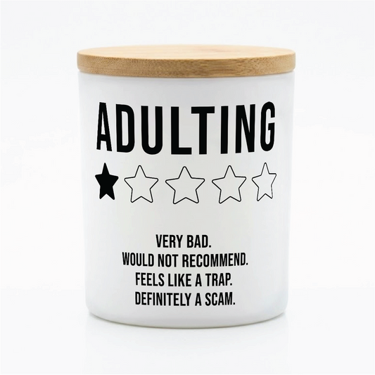 "Adulting" Candle – Funny Minimalist Gift |12oz. Jar