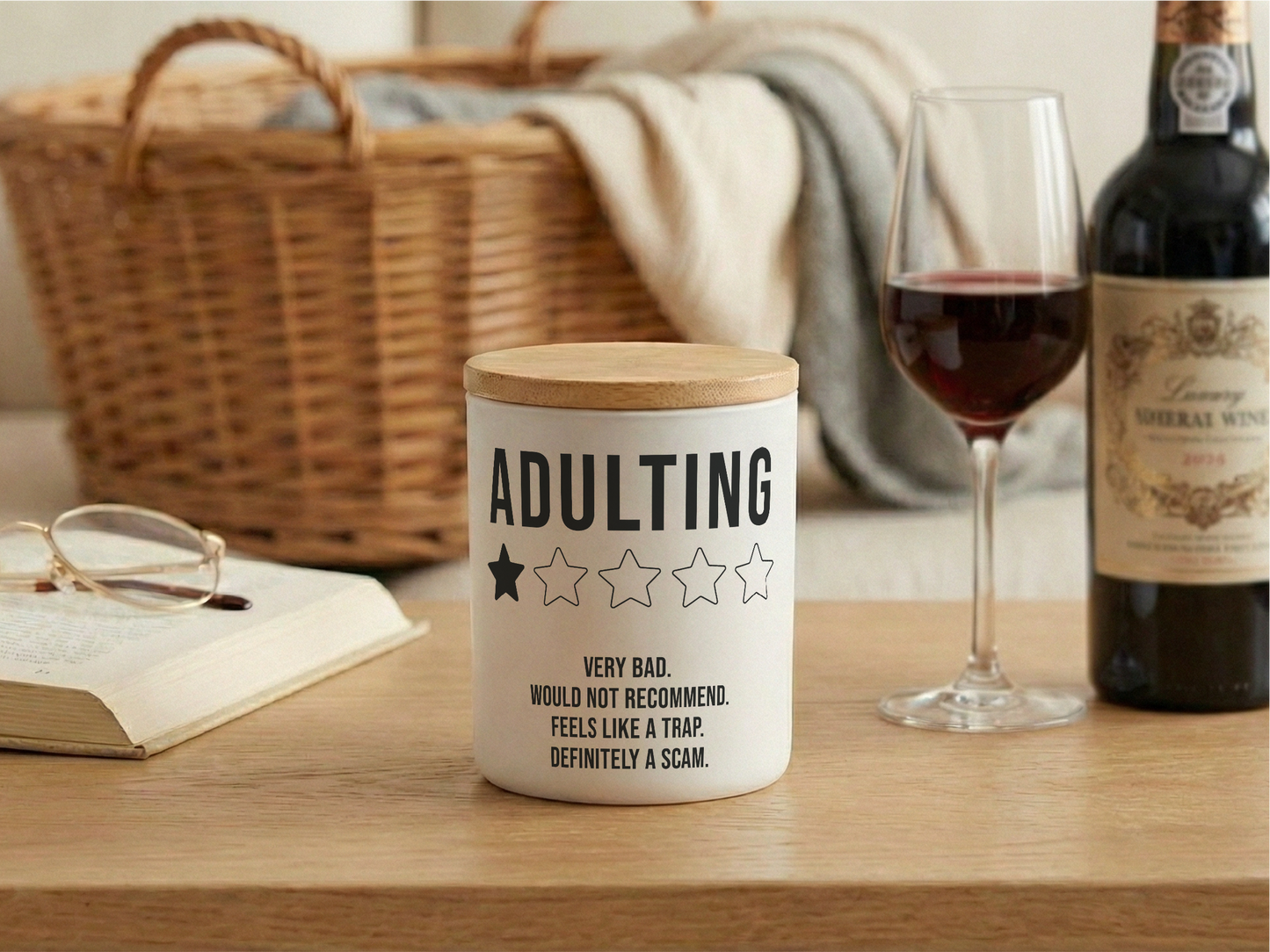 Adulting" Candle – Funny Minimalist Gift |12oz. Jar