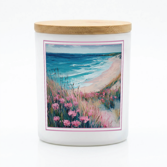 Coastal Floral Beach Candle Decor | 12 oz Jar