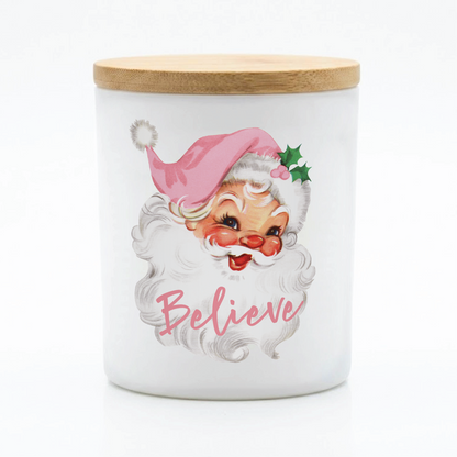 Believe Pink Vintage Santa Candle | 12 oz Jar