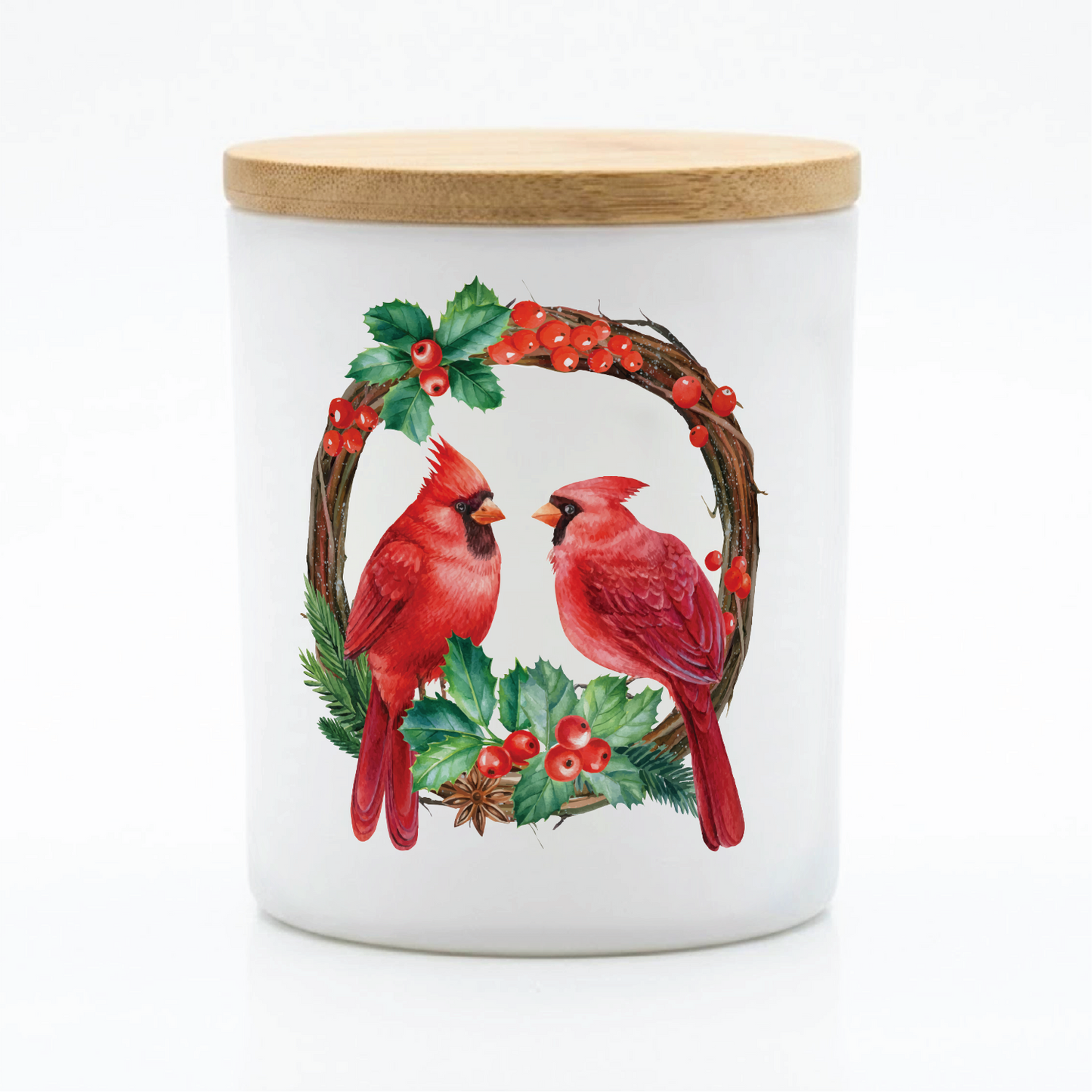 Cardinal Wreath Christmas Candle | 12 oz Jar