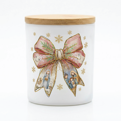 Nativity Christmas Bow Candle | 12 oz Jar