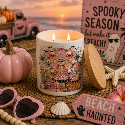 Summerween Vibes Ghost Carnival Candle | 12 oz Jar