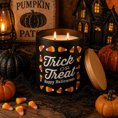Trick or Treat Candy Corn Halloween Candle | 12 oz Jar