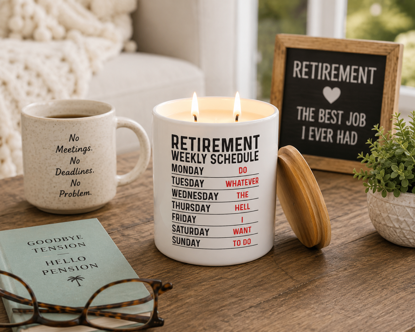 Funny Retirement Weekly Schedule Candle | 12 oz Jar