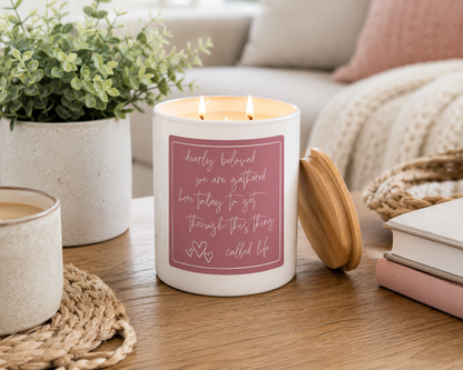 Dearly Beloved Candle Gift | Inspirational 12 oz Jar Candle