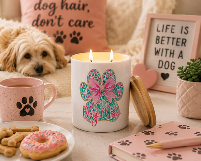 Dog Mom Paw Print Candle Gift | 12 oz Jar