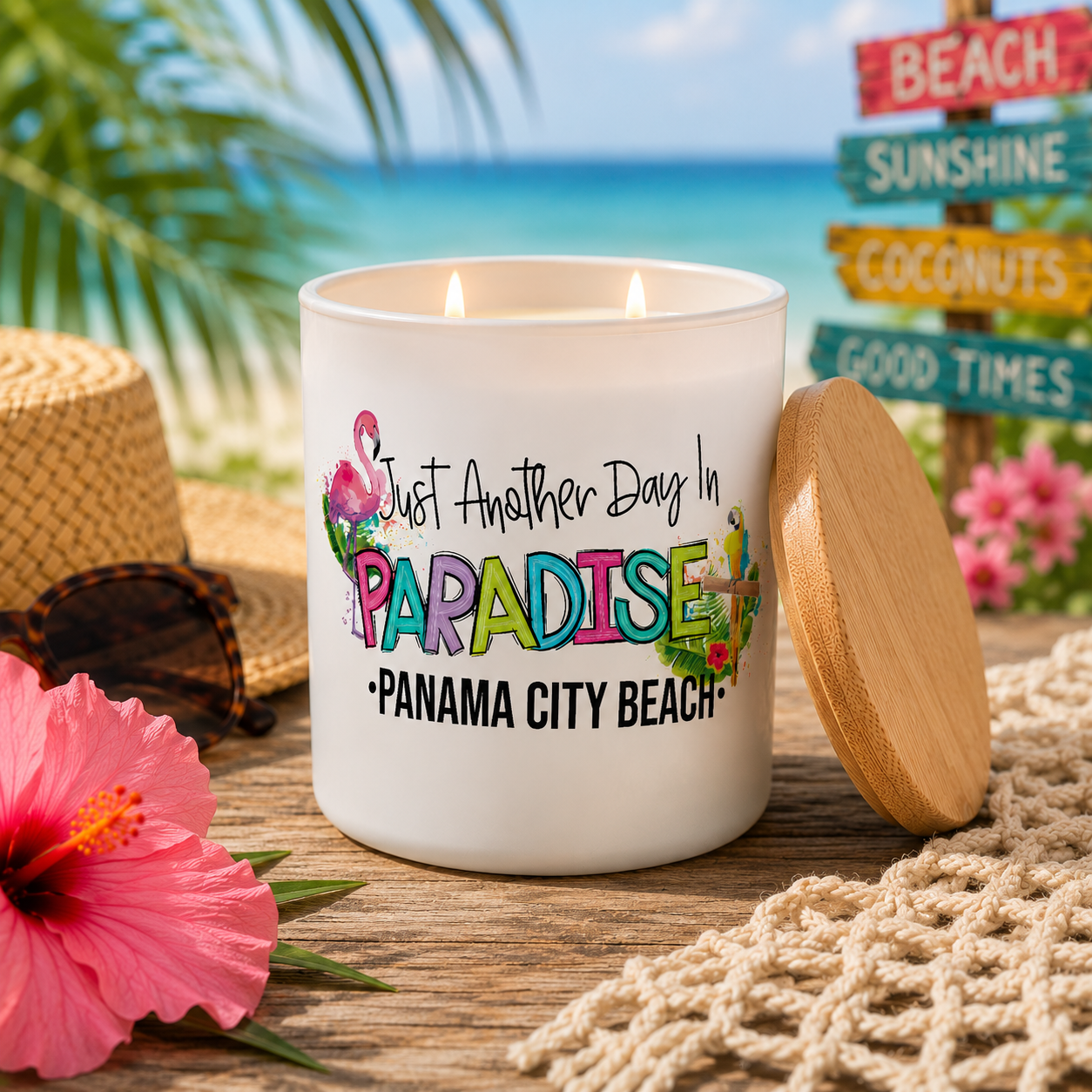 Colorful Beach Paradise Vacation Candle Gift | 12 oz Jar
