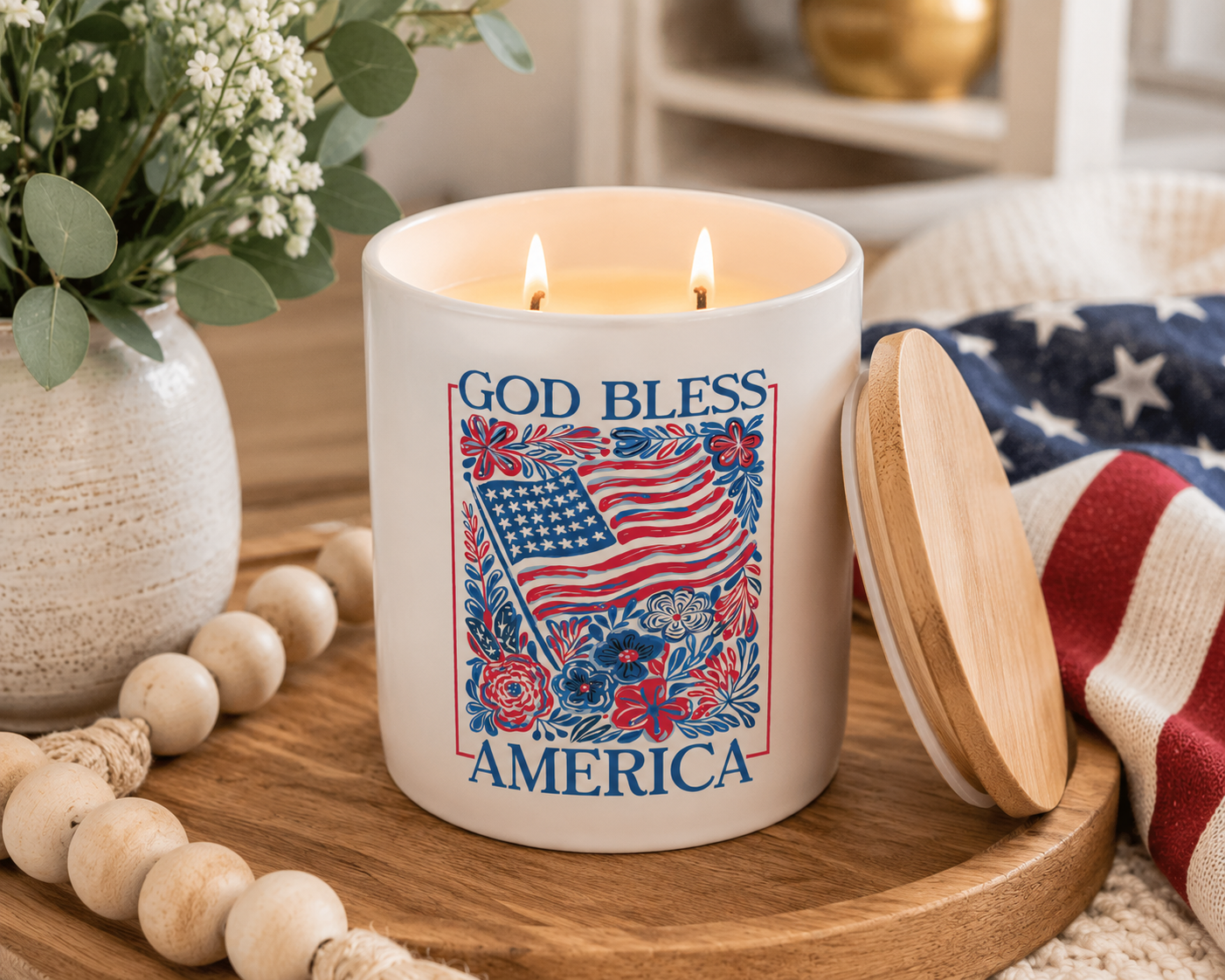 God Bless America Patriotic Candle | 12 oz Jar
