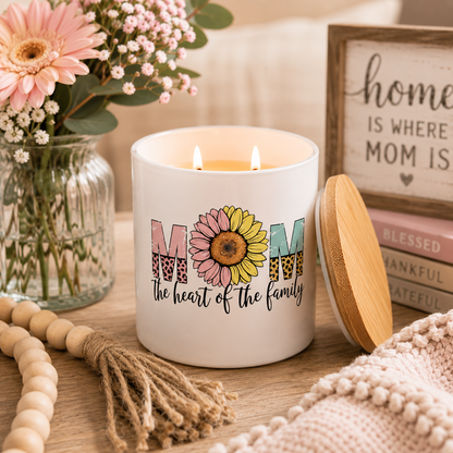 Mom the Heart of the Family Candle Gift | 12 oz Jar