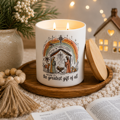 Nativity Faith Candle Gift | 12 oz Jar