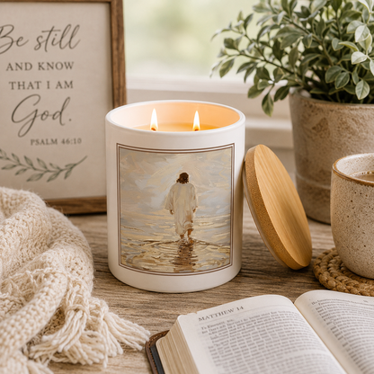 Jesus Walking on Water Candle | 12 oz Jar