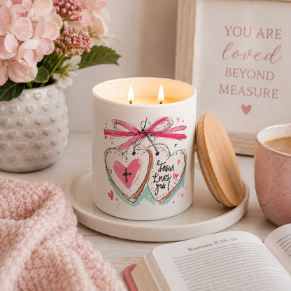 Jesus Loves You Heart Cookie Candle | 12 oz Jar