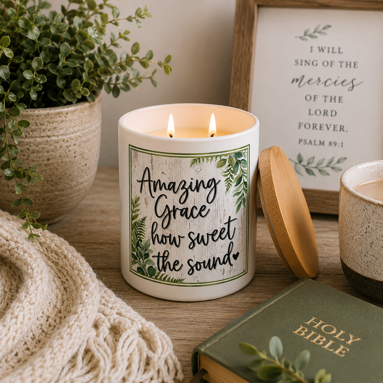 Amazing Grace Hymn Candle | 12 oz Jar