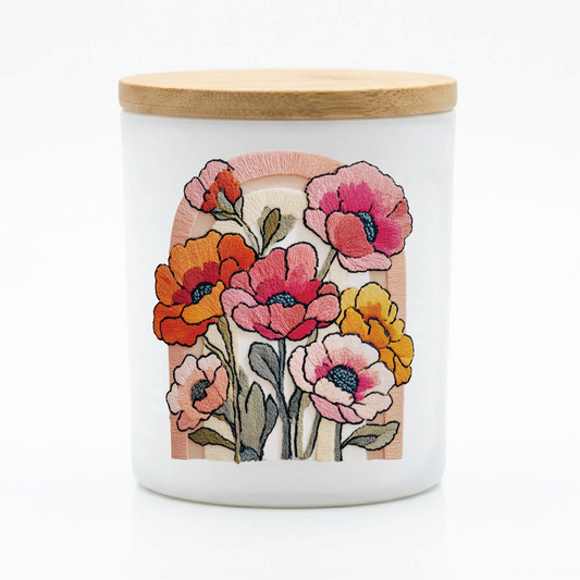 Embroidered Floral Wildflower Candle | 12 oz Jar