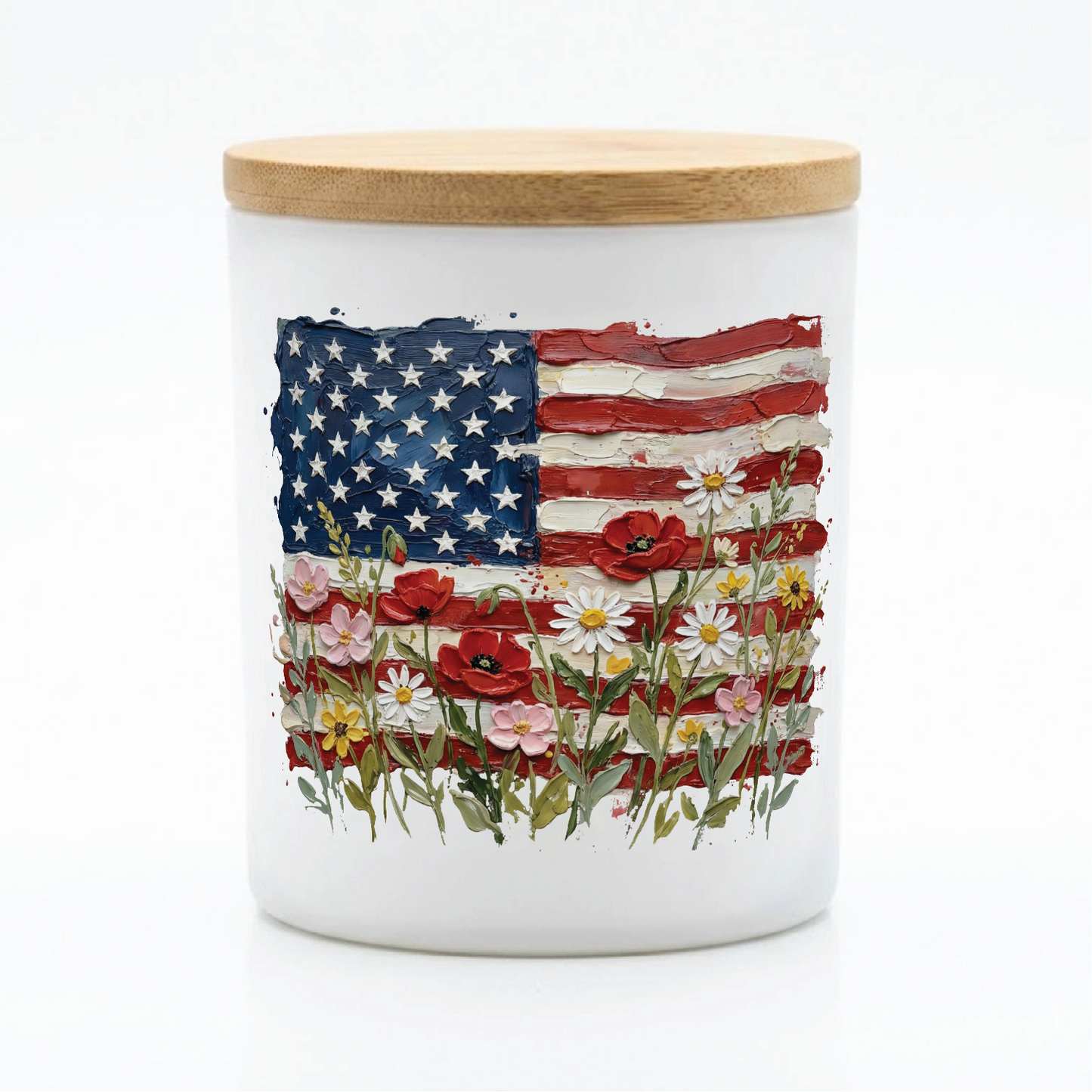 Floral American Flag Candle | 12 oz Jar