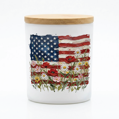 Floral American Flag Candle | 12 oz Jar