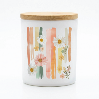 Pastel Floral Brushstroke Candle | 12 oz Jar