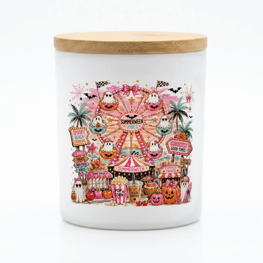 Summerween Vibes Ghost Carnival Candle | 12 oz Jar