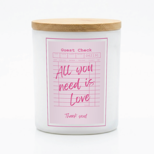 Guest Check Series All You Need Is Love Candle | 12 oz Jar