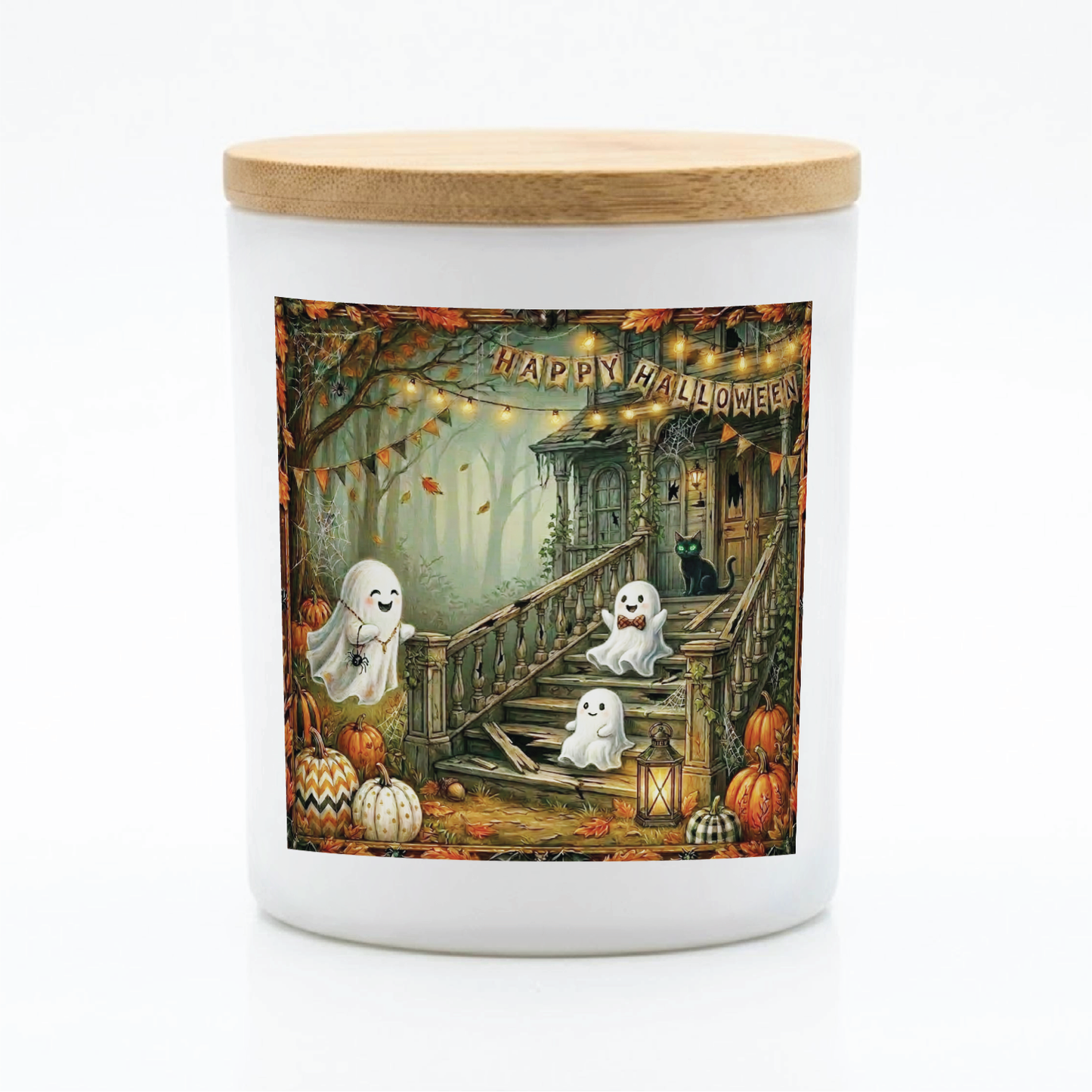 Happy Halloween Ghost Porch Candle | 12 oz Jar