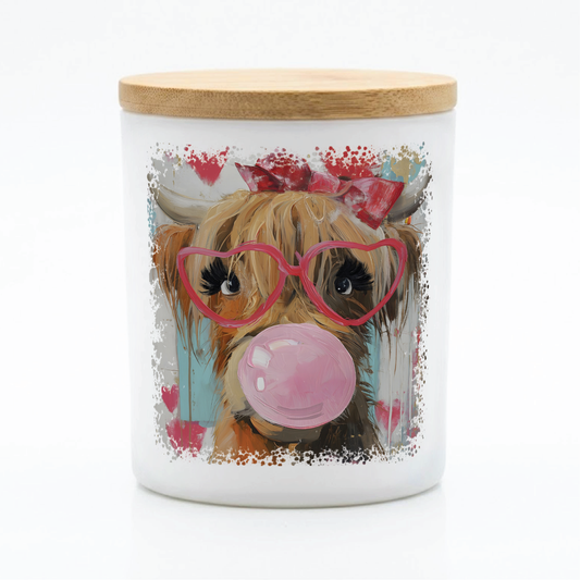 Funny Highland Cow Bubble Gum Candle | 12 oz Jar