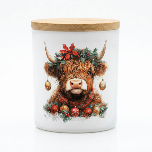 Highland Cow Christmas Candle | 12 oz Jar