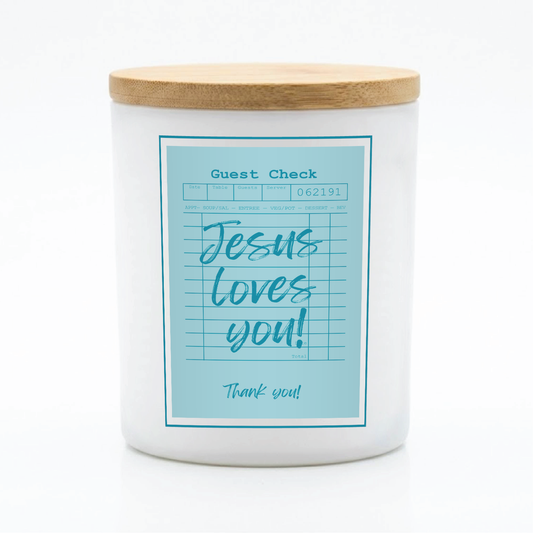 Guest Check Series Jesus Loves You Candle | 12 oz Jar