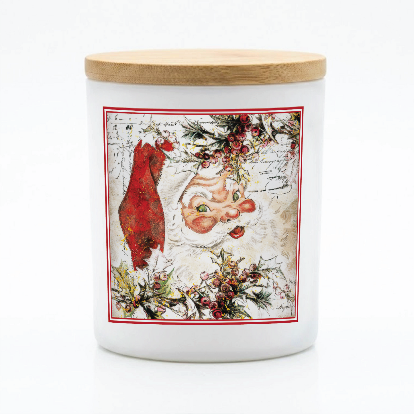 Vintage Jolly Santa Face Candle | 12 oz Jar