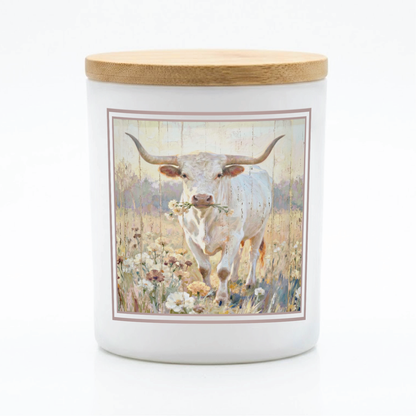Longhorn Wildflower Candle | Rustic Farmhouse Western Décor Candle | 12 oz Jar