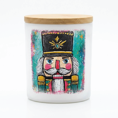 Colorful Nutcracker Face Candle | 12 oz Jar