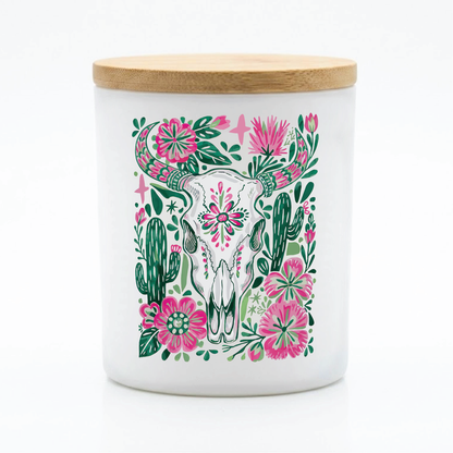 Pink Western Skull Candle | 12 oz Jar