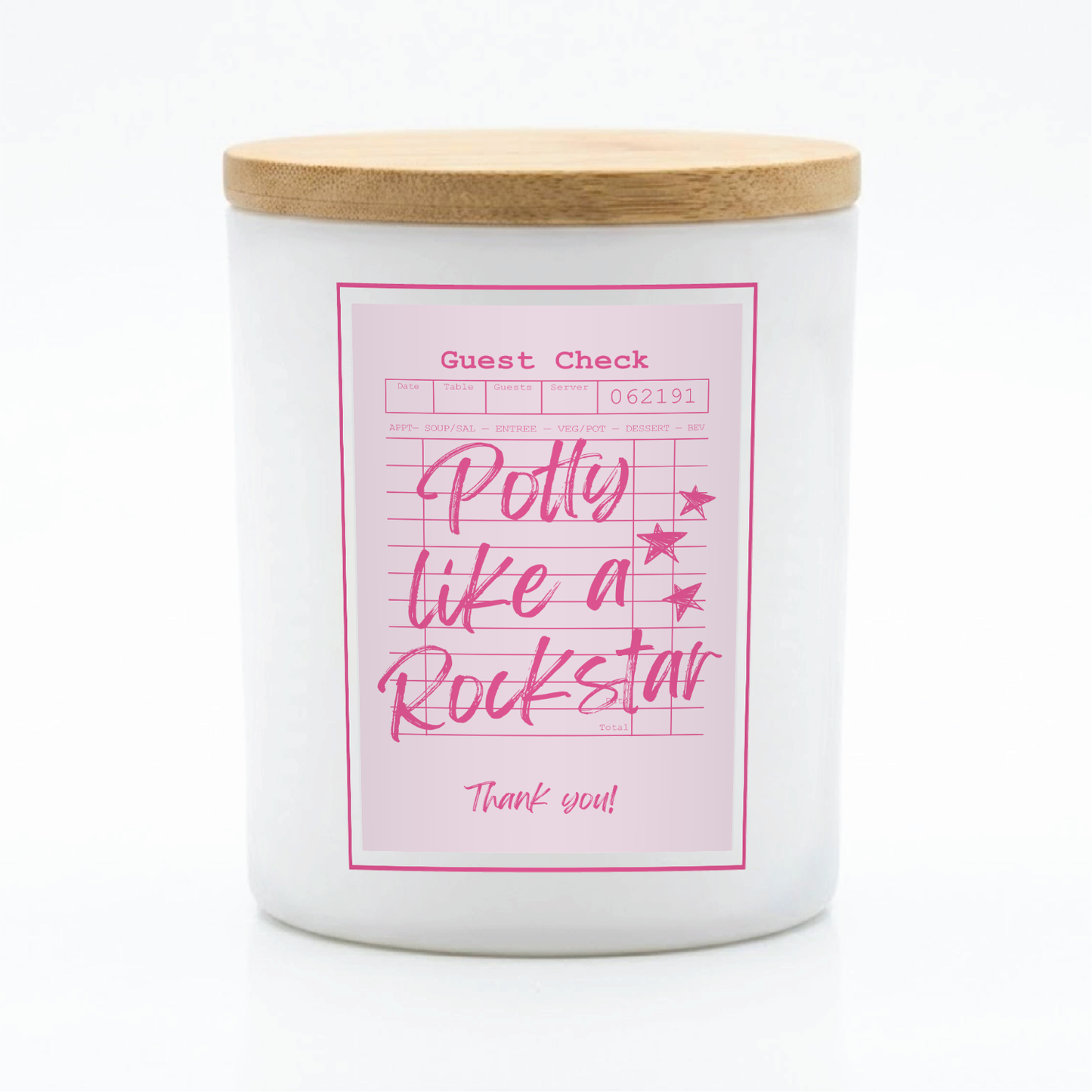 Guest Check Series Potty Like a Rockstar Candle | 12 oz Jar