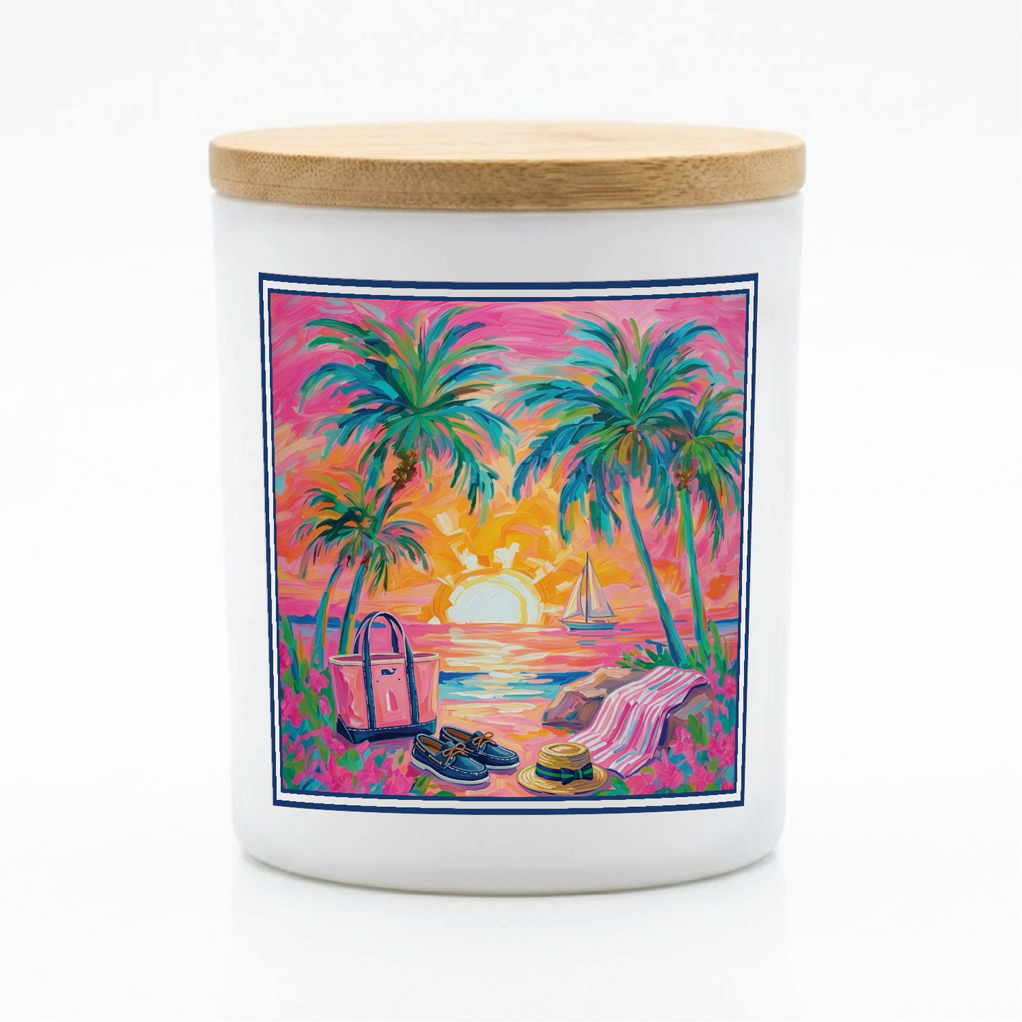 Tropical Sunset Beach Candle | Colorful Coastal 12 oz Jar