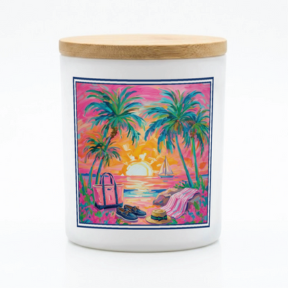 Tropical Sunset Beach Candle | Colorful Coastal 12 oz Jar