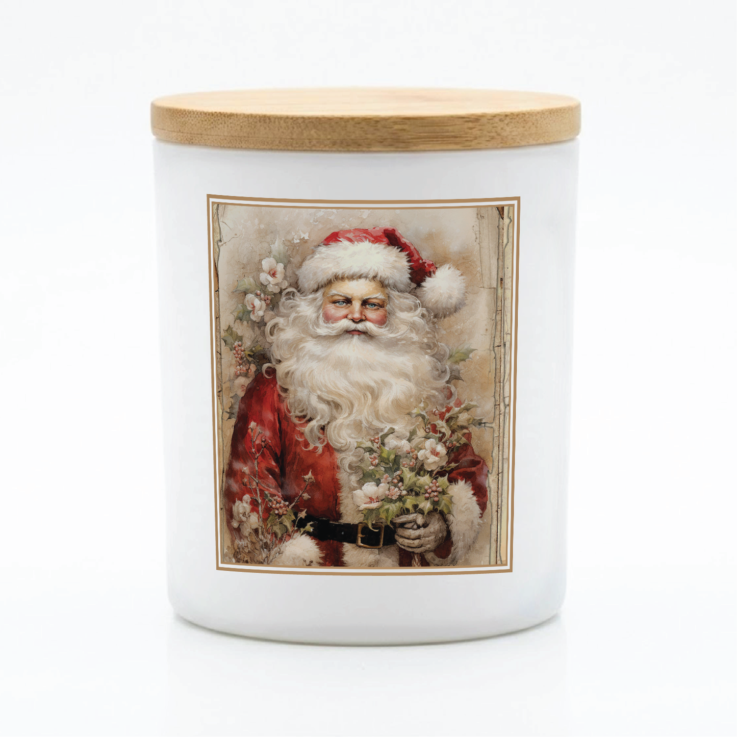 Vintage Floral Santa Candle | 12 oz Jar