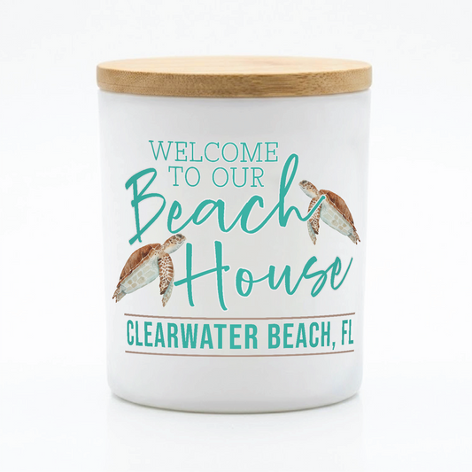 Custom Sea Turtle Beach House Candle Gift | 12 oz Jar