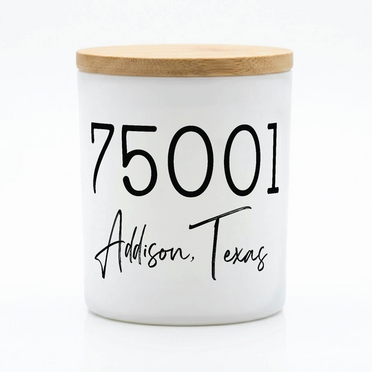 Custom Zip Code City State Candle | 12 oz Jar