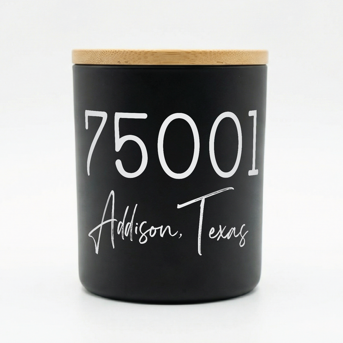 Custom Zip Code City State Black Candle | 12 oz Jar