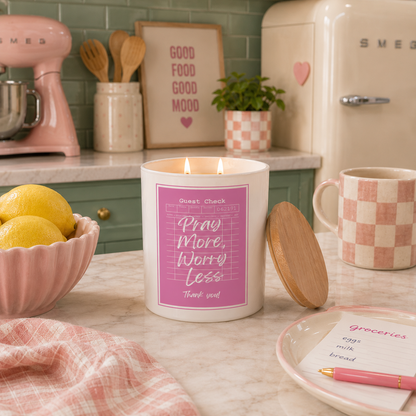 Guest Check Series Pray More Worry Less Candle | 12 oz Jar