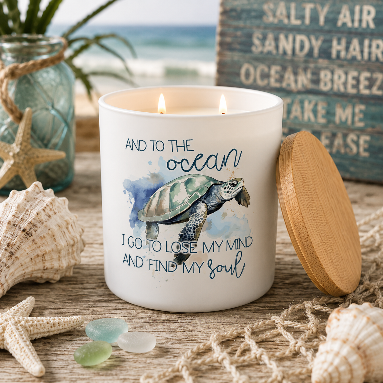 Sea Turtle Ocean Lover Candle Gift | 12 oz Jar